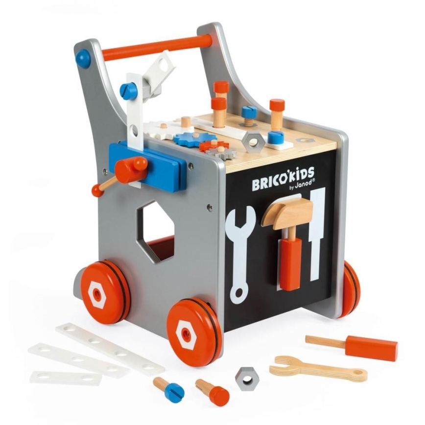 Janod - Holzlauflernwagen mit Werkzeug BRICOKIDS