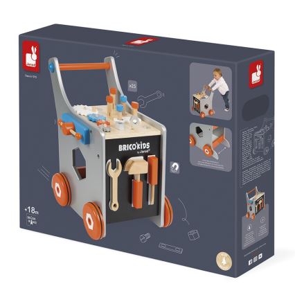 Janod - Holzlauflernwagen mit Werkzeug BRICOKIDS
