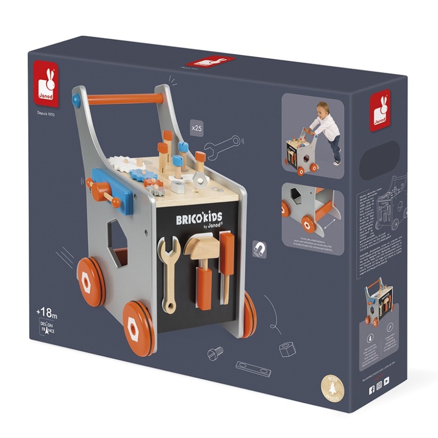 Janod - Holzlauflernwagen mit Werkzeug BRICOKIDS