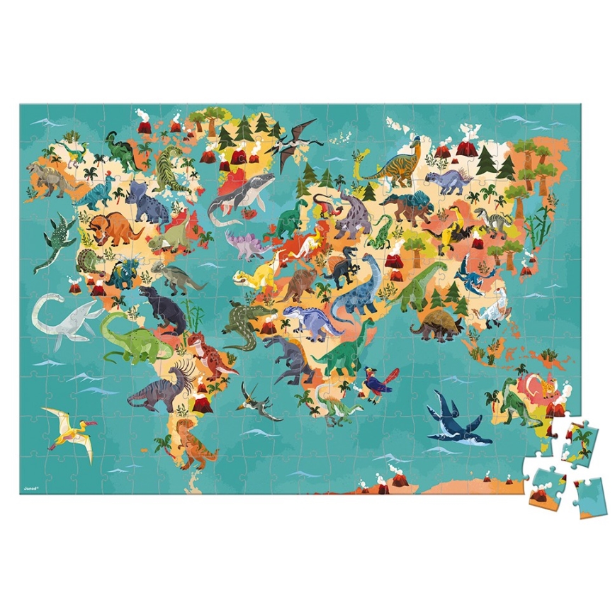 Janod - Kinderpädagogisches Puzzle 200 Teile Dinosaurier