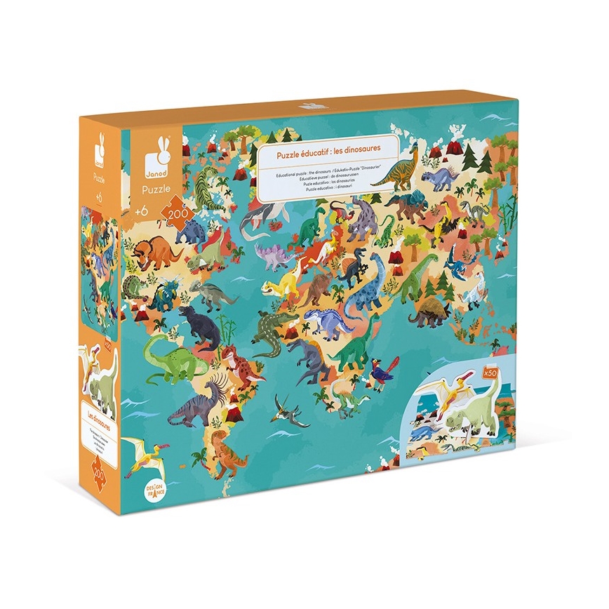 Janod - Kinderpädagogisches Puzzle 200 Teile Dinosaurier