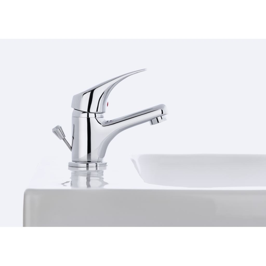 JIKA H3111N10041111 - Waschbeckenarmatur + Ablauf mit Überlauf TALAS 12,3 cm glänzendes Chrom
