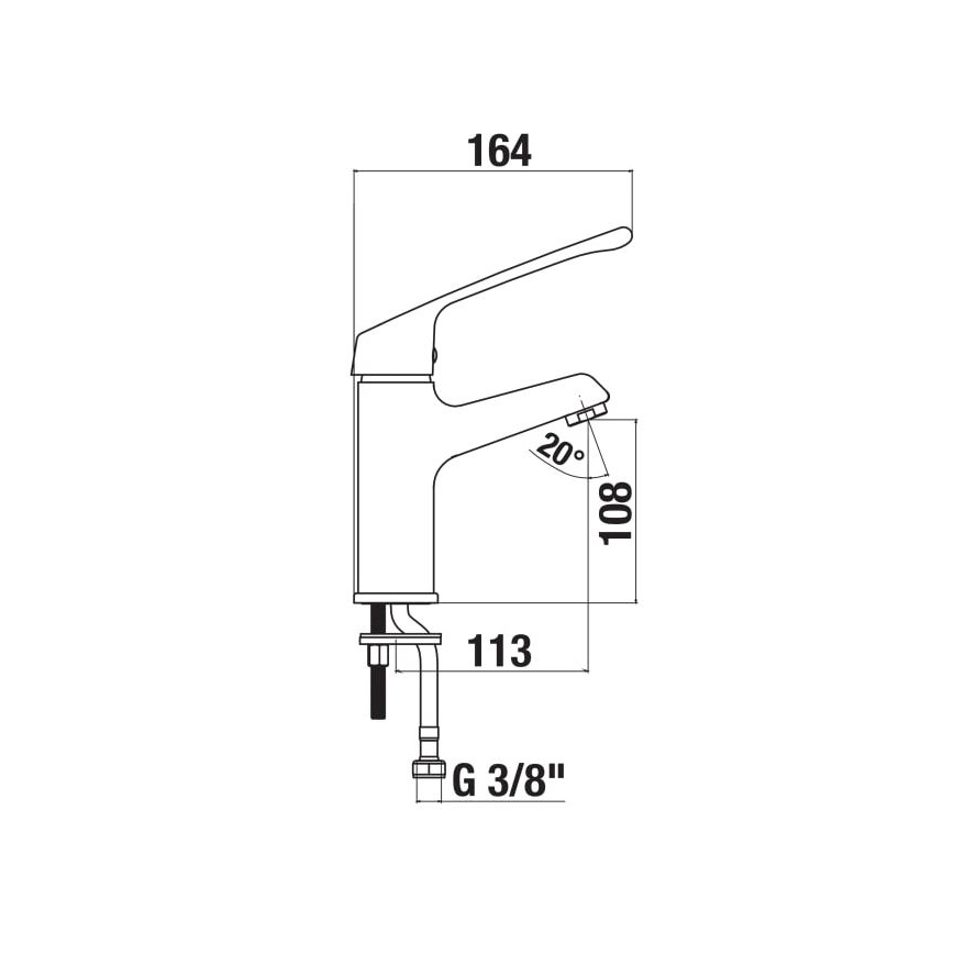 JIKA H3111W10045101 - Waschtischarmatur mit Klinikhebel CUBE 16,4 cm glänzendes Chrom