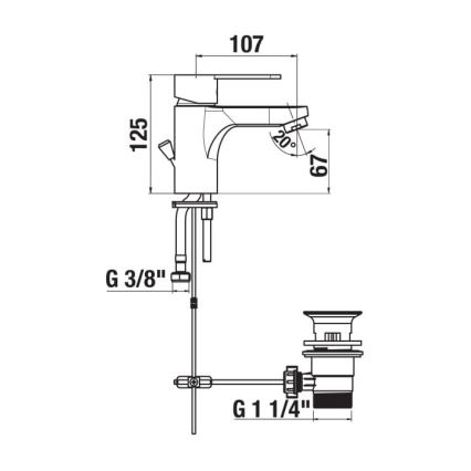 JIKA H3111Z10041111 - Waschbeckenarmatur + Ablauf mit Überlauf LYRA 12,5 cm glänzendes Chrom