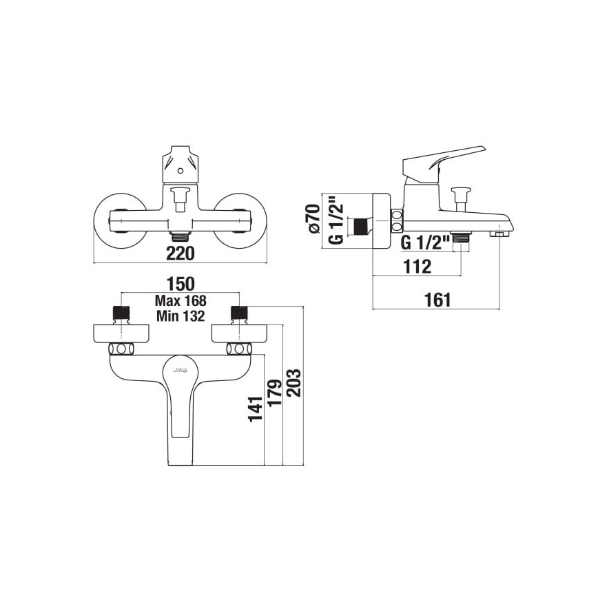 JIKA H3211W70044001 - Badewannenarmatur CUBE glänzendes Chrom