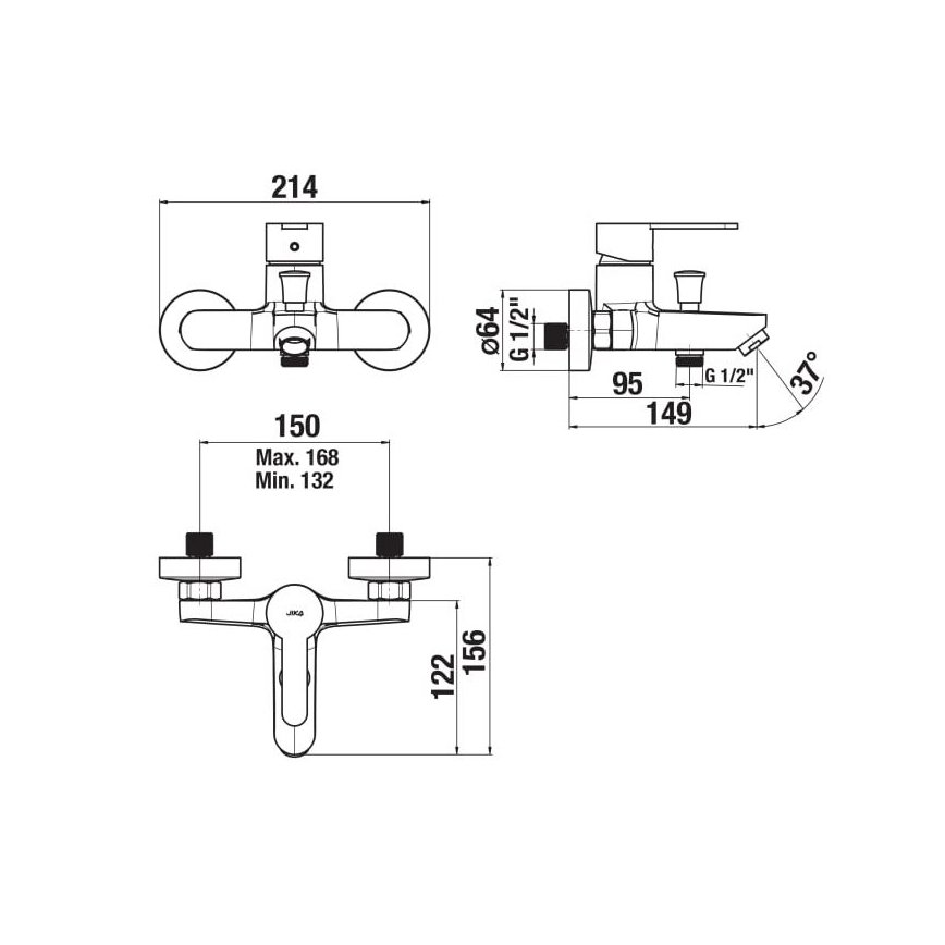 JIKA H3211Z70044001 - Badewannenarmatur LYRA glänzendes Chrom