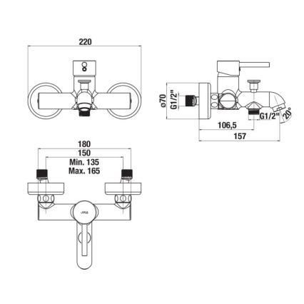 JIKA H3212F70044001 - Badewannenarmatur MIO glänzendes Chrom