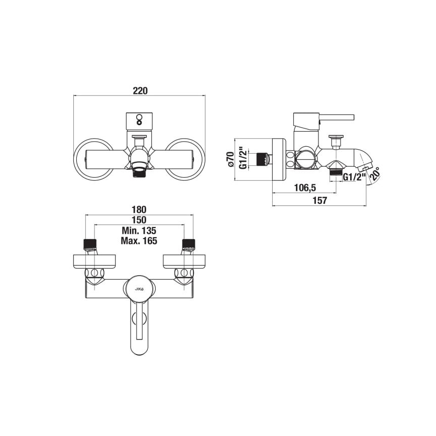 JIKA H3212F70044001 - Badewannenarmatur MIO glänzendes Chrom