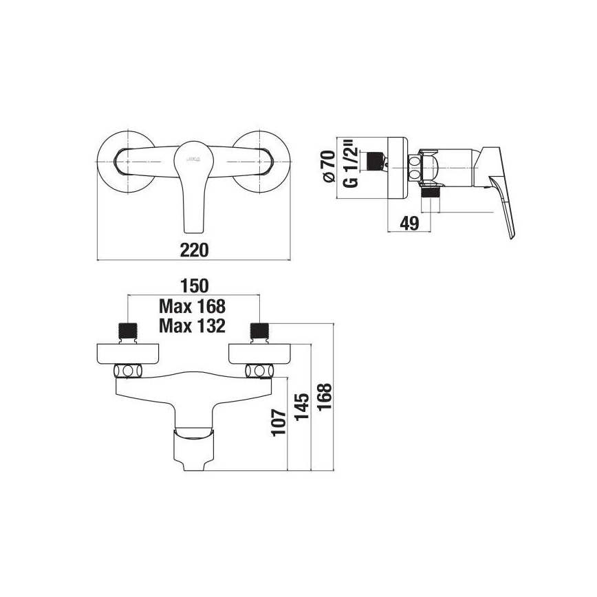 JIKA H3311W70044001 - Duscharmatur CUBE glänzendes Chrom