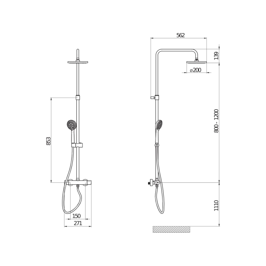 JIKA H3337170045711 - Duschset mit Thermostatarmatur MIO glänzender Chrom