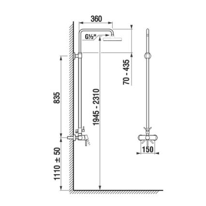 JIKA H3352770040001 - Duschset mit Mischbatterie LYRA, Hochglanzchrom