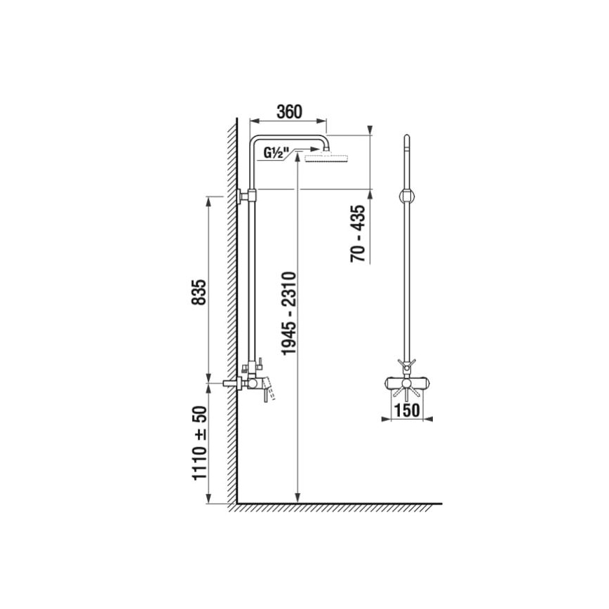 JIKA H3352770040001 - Duschset mit Mischbatterie LYRA, Hochglanzchrom