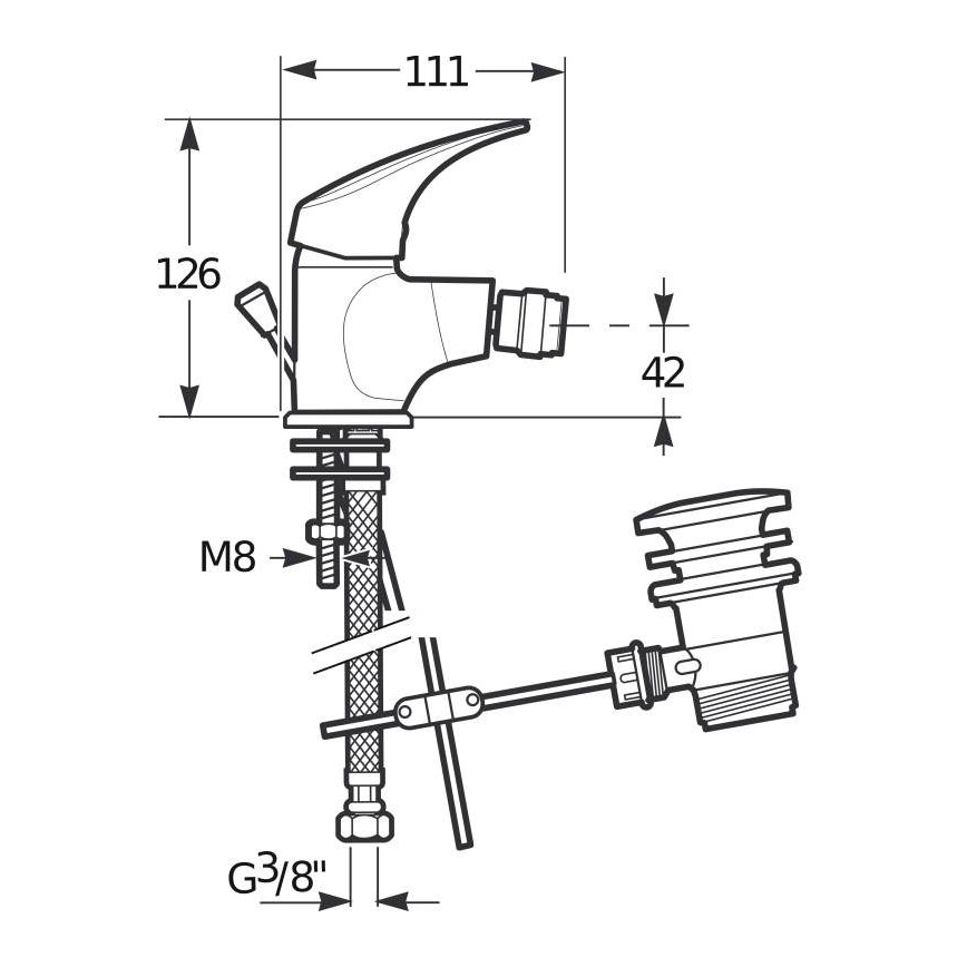 JIKA H3411N10041111 - Bidetarmatur mit Ablauf ohne Überlauf TALAS 12,6 cm glänzender Chrom