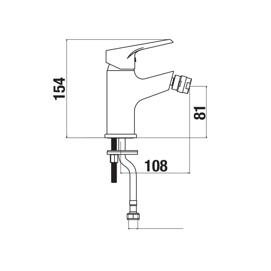 JIKA H3411W10041101 - Bidetarmatur CUBE 15,4 cm glänzendes Chrom