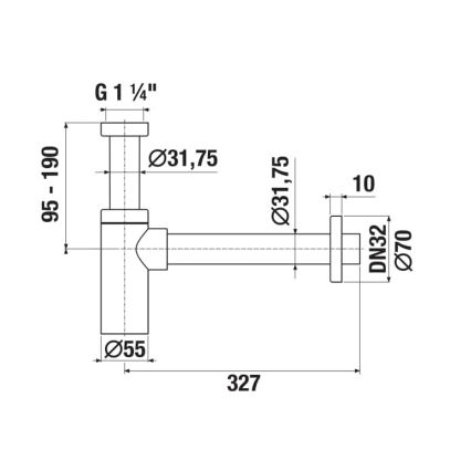 JIKA H3741R00040001 - Runder Waschbecken-Siphon RIO, glänzender Chrom