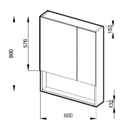 JIKA H4532410383041 - Spiegelschrank mit Ablage LYRA 80x60 cm weiß