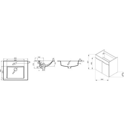 JIKA H4536011763001 - Badezimmerschrank mit Waschbecken CUBE 60,7x65 cm weiß