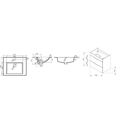 JIKA H4536021763001 - Badezimmerschrank mit Waschbecken CUBE 60,7x65 cm weiß