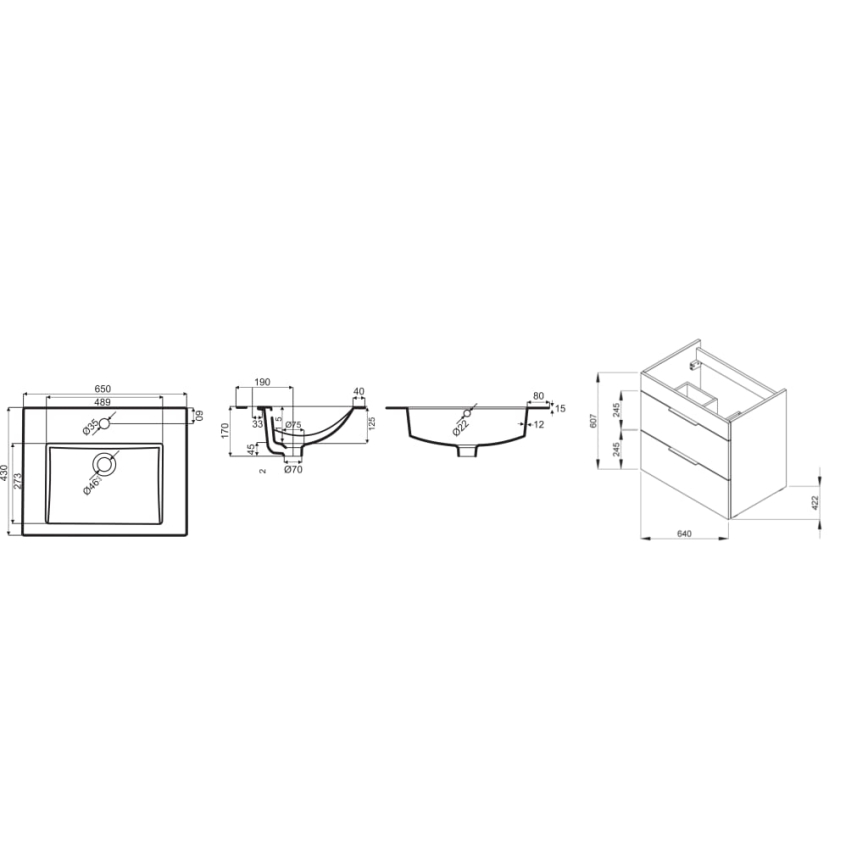 JIKA H4536021763001 - Badezimmerschrank mit Waschbecken CUBE 60,7x65 cm weiß