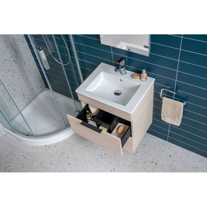 JIKA H4536021765141 - Badezimmerschrank mit Waschbecken CUBE 60,7x65 cm Esche
