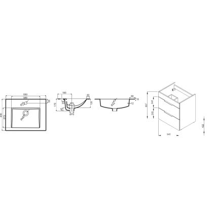 JIKA H4536111763001 - Badezimmerschrank mit Waschbecken CUBE 60,7x55 cm weiß