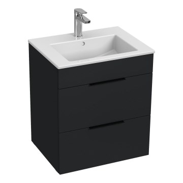 JIKA H4536121763521 - Badezimmerschrank mit Waschbecken CUBE 60,7x55 cm schwarz