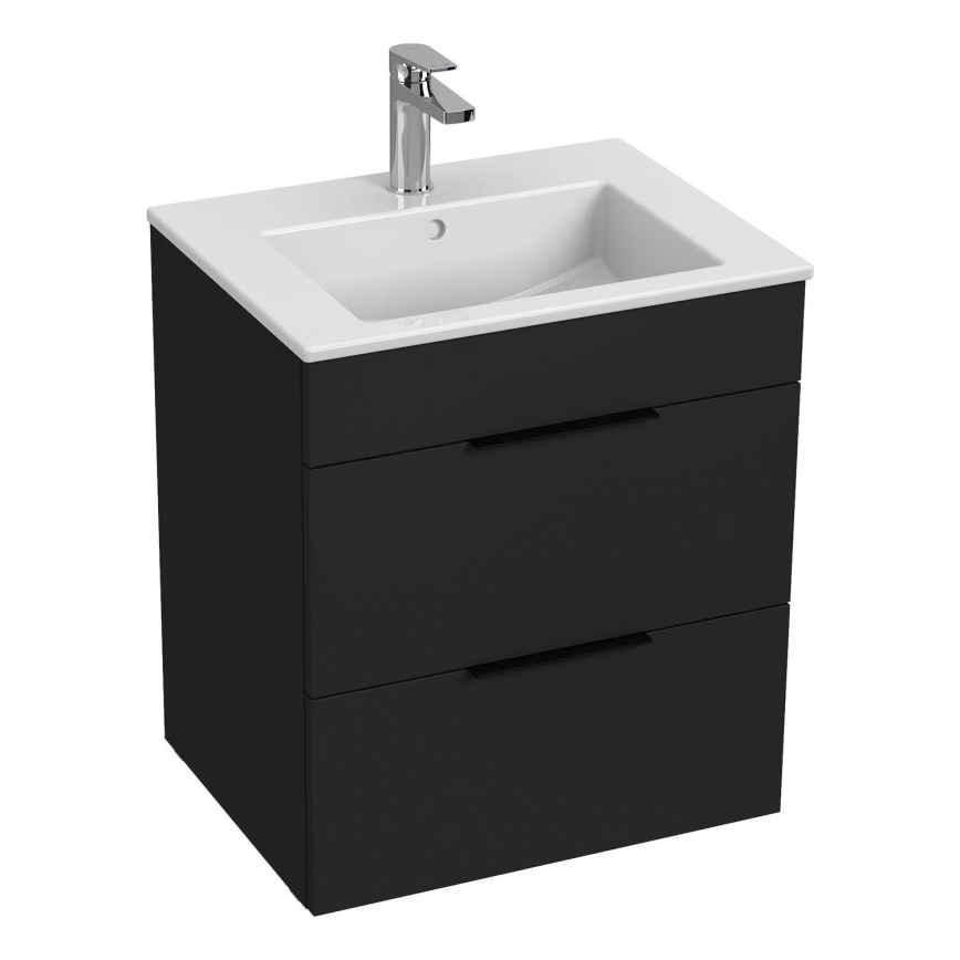 JIKA H4536121763521 - Badezimmerschrank mit Waschbecken CUBE 60,7x55 cm schwarz
