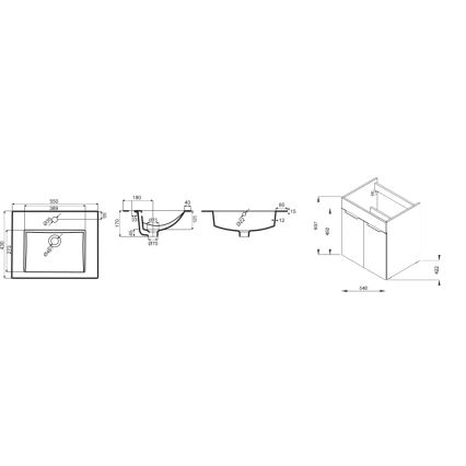JIKA H4536121765141 - Badezimmerschrank mit Waschbecken CUBE 60,7x55 cm Esche