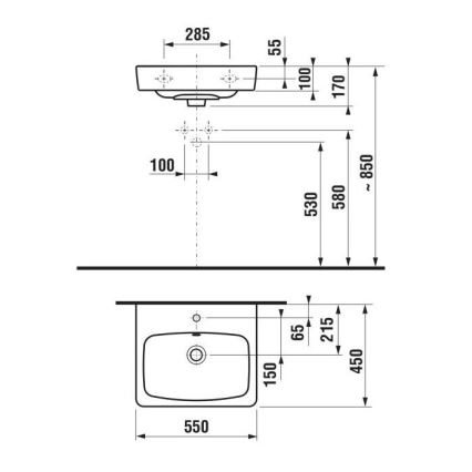 JIKA H8103810001041 - Wandhängendes Waschbecken LYRA 55x45 cm Keramik/weiß