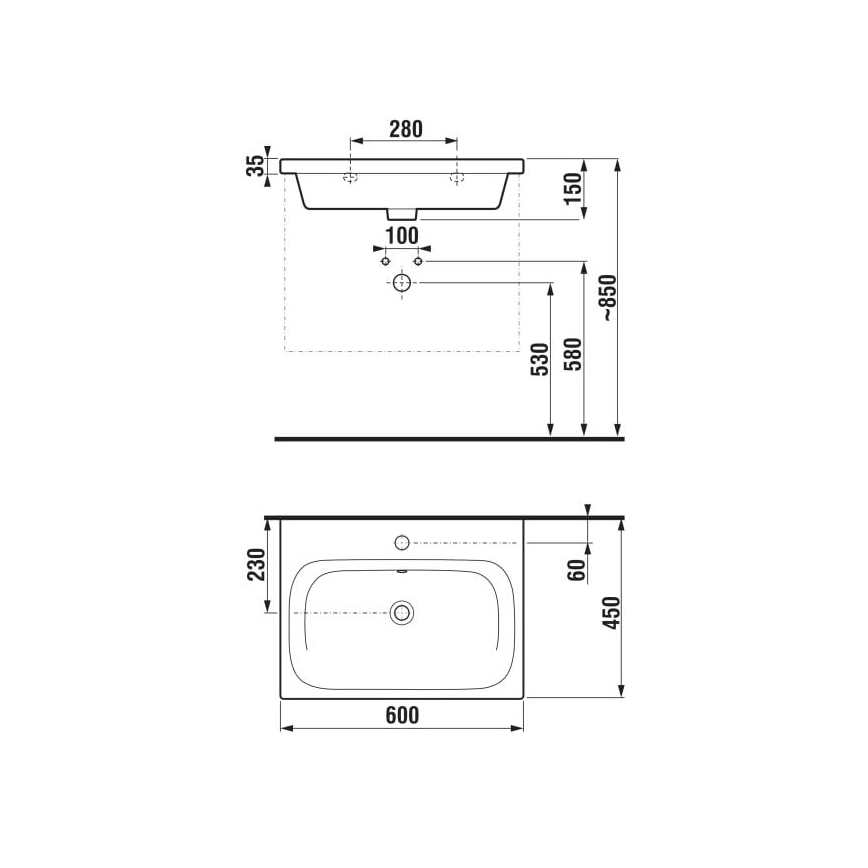 JIKA H8127130001041 - Wandhängendes Waschbecken MIO 60x45 cm Keramik/weiß