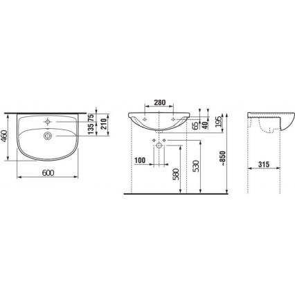 JIKA H8133830001041 - Einbauwaschbecken LYRA 60x46 cm Keramik/weiß