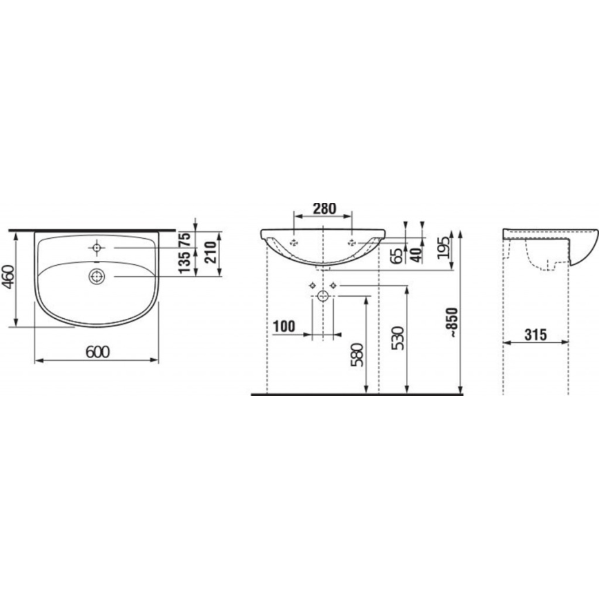 JIKA H8133830001041 - Einbauwaschbecken LYRA 60x46 cm Keramik/weiß