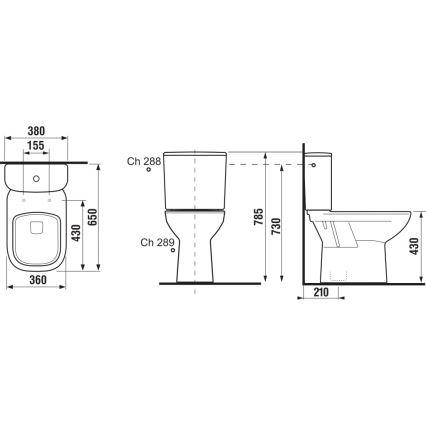 JIKA H8266170002801 - WC-Kombi DEEP Keramik/weiß