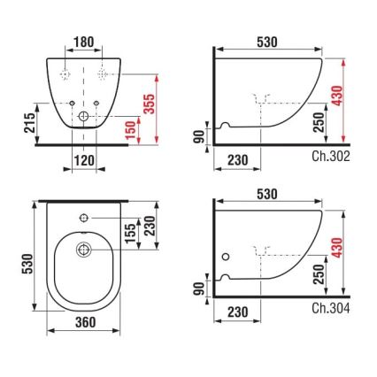 JIKA H8317121003021 - Wandhängendes Bidet MIO Keramik/Perlweiß