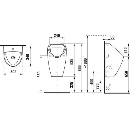 JIKA H8430610000001 - Urinal GOLEM, Innenanschluss, rückwärtiger Abgang, Keramik/weiß