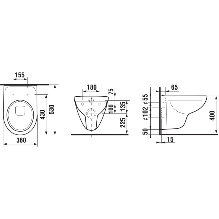 JIKA H8663810000001- Wandhängendes WC LYRA Keramik/weiß + WC-Sitz LYRA Duroplast/weiß