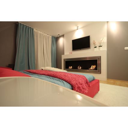 Kratki - Eingebauter BIO-Kamin 65x180 cm 3x2,5 kW glänzender Chrom