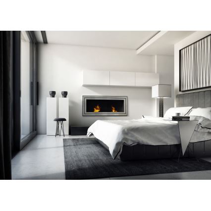 Kratki - Eingebauter BIO-Kamin 65x180 cm 3x2,5 kW glänzender Chrom