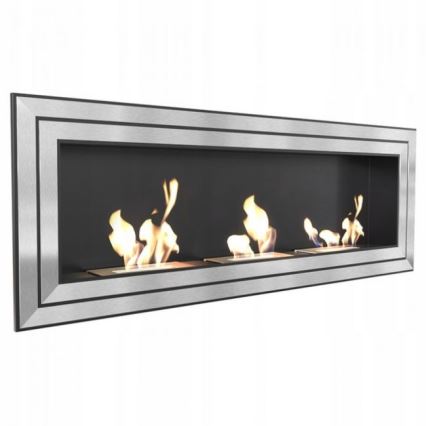 Kratki - Eingebauter BIO-Kamin 65x180 cm 3x2,5 kW glänzender Chrom