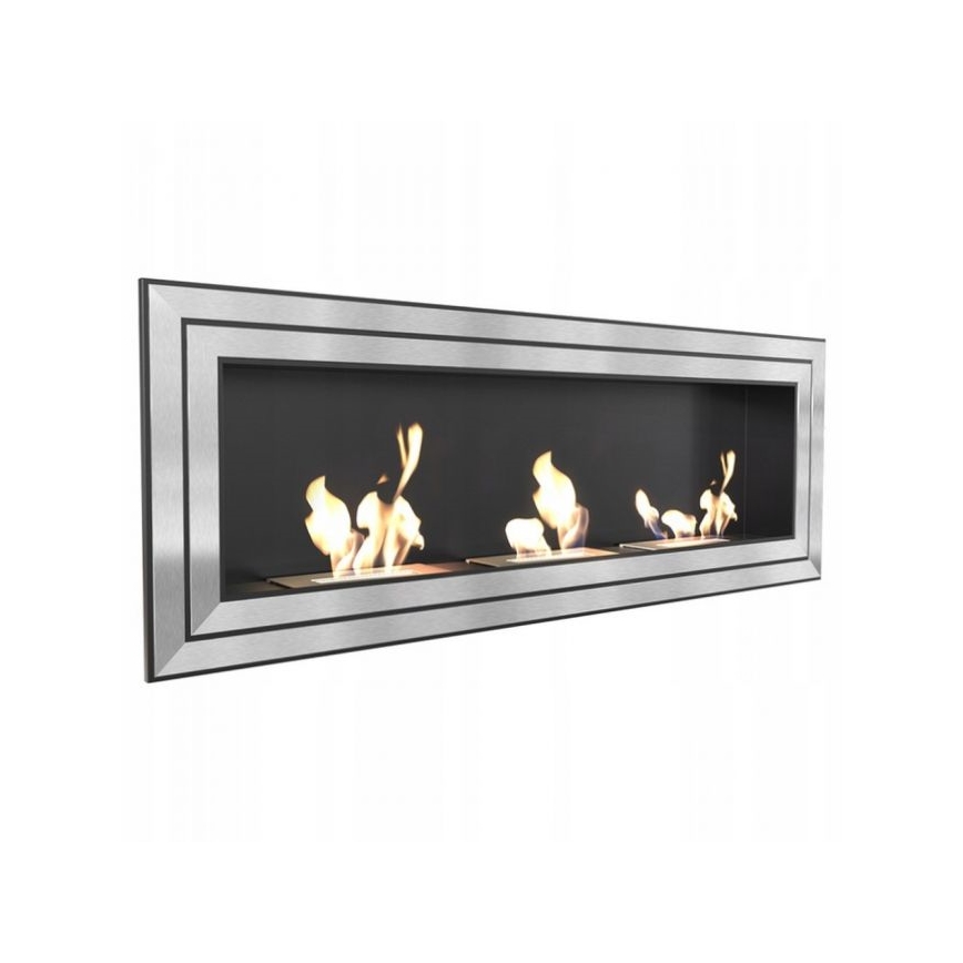 Kratki - Eingebauter BIO-Kamin 65x180 cm 3x2,5 kW glänzender Chrom