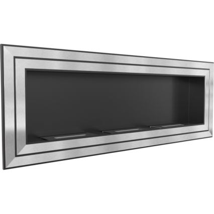 Kratki - Eingebauter BIO-Kamin 65x180 cm 3x2,5 kW glänzender Chrom