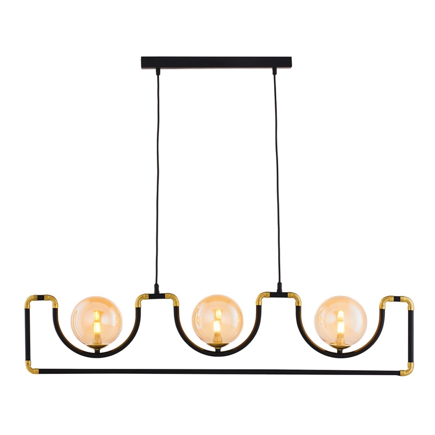 Jupiter 1989 - Hängeleuchte an Schnur HANZA 3xG9/10W/230V schwarz/golden/beige
