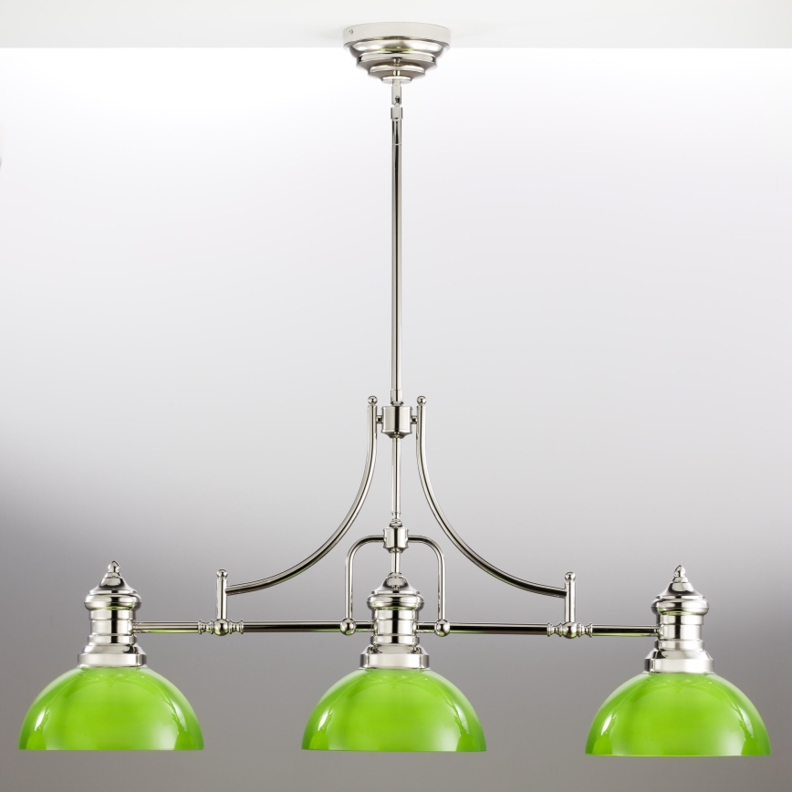Jupiter 2072 - Pendelleuchte an Stange PLATINO 3xE27/15W/230V grün/glänzender Chrom