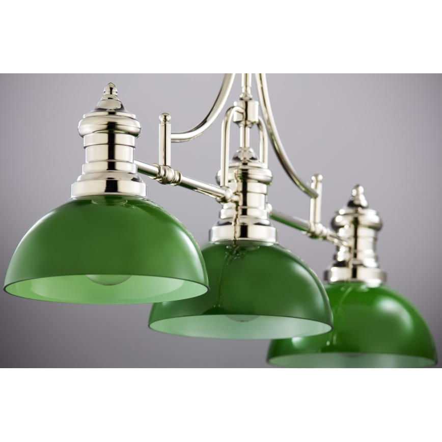 Jupiter 2072 - Pendelleuchte an Stange PLATINO 3xE27/15W/230V grün/glänzender Chrom