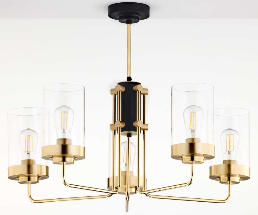 Jupiter 2088 - Deckenleuchte an Stange RAMIREZ 5xE27/15W/230V gold/schwarz