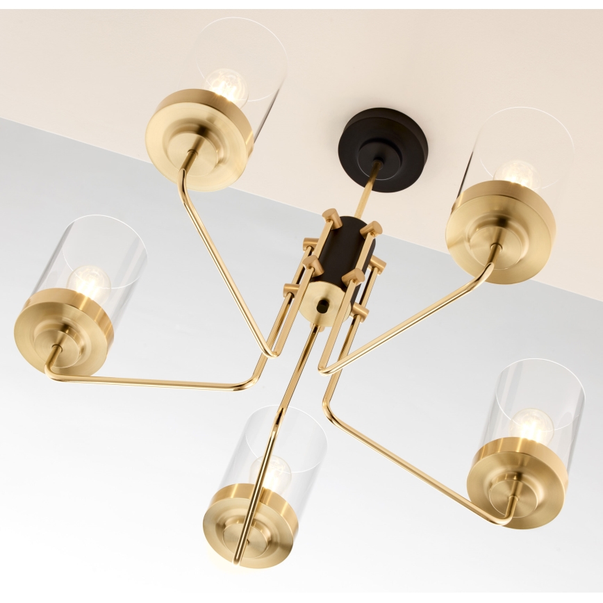 Jupiter 2088 - Deckenleuchte an Stange RAMIREZ 5xE27/15W/230V gold/schwarz