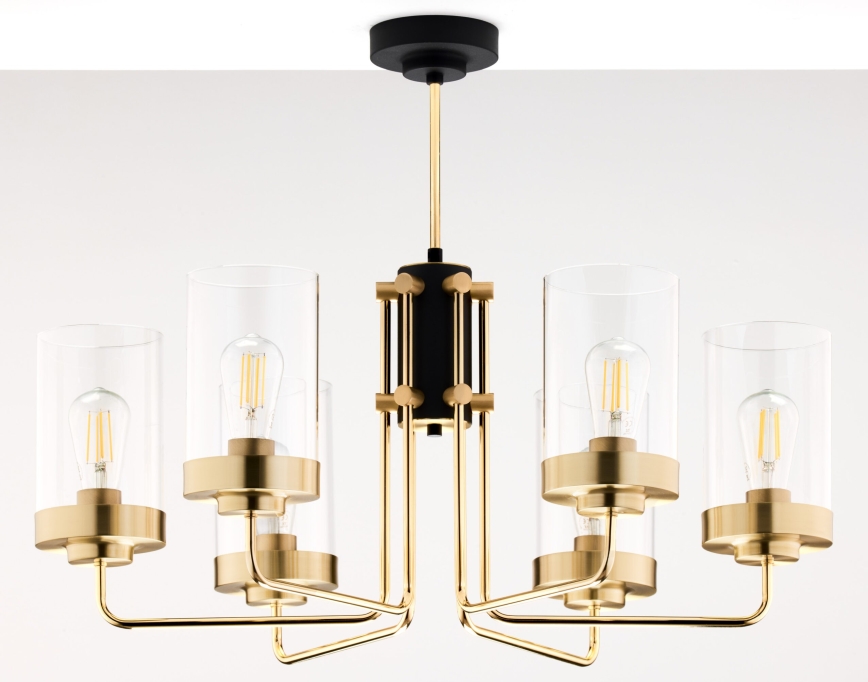 Jupiter 2089 - Deckenleuchte mit Stange RAMIREZ 6xE27/15W/230V gold/schwarz