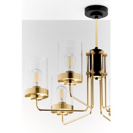 Jupiter 2089 - Deckenleuchte mit Stange RAMIREZ 6xE27/15W/230V gold/schwarz