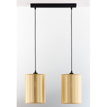 Jupiter 2091 - Pendelleuchte CORTINA mit Kabel 2xE27/15W/230V gold/schwarz