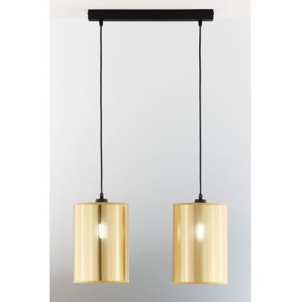 Jupiter 2091 - Pendelleuchte CORTINA mit Kabel 2xE27/15W/230V gold/schwarz